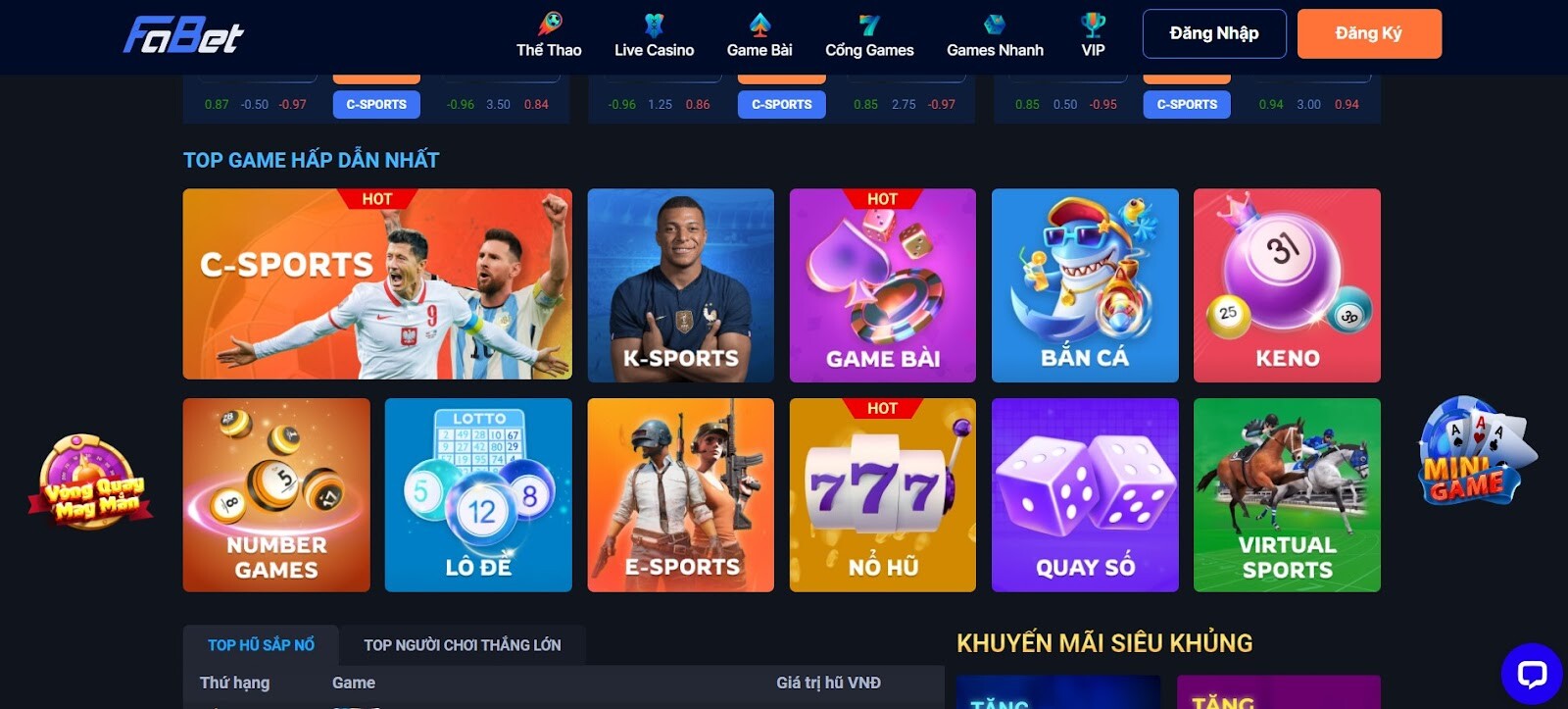 Số lượng game cược tại Fabet đủ thỏa mãn anh em