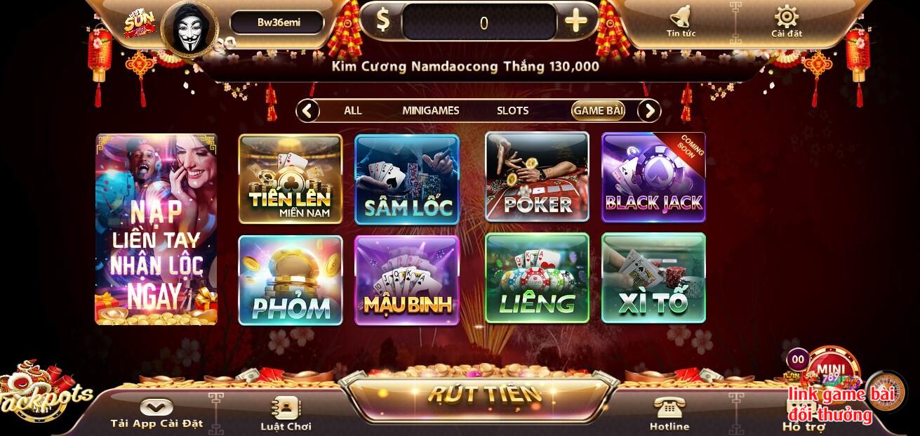 Sunwin sở hữu kho game bài đổi thưởng đều là những siêu phẩm hot nhất